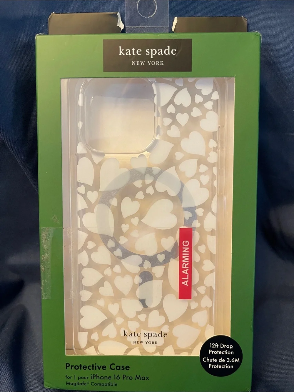 kate spade Clear Case with White Heart Pattern MagSafe for iPhone 16 Pro Max